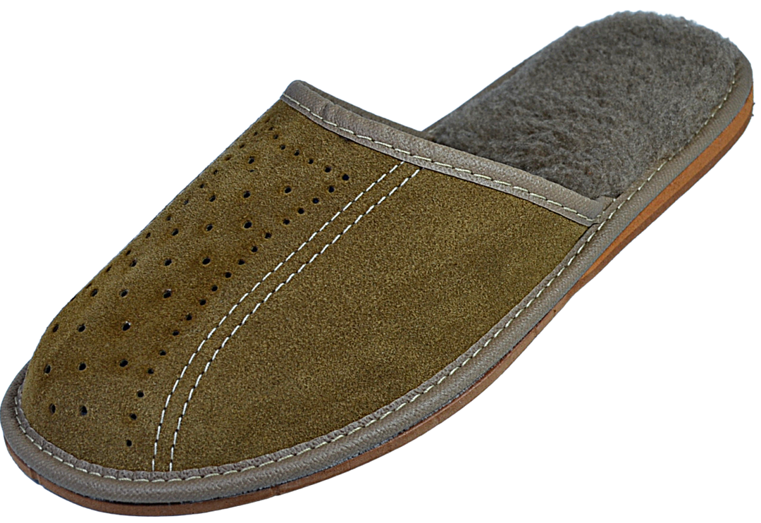 Jax - Men winter suede scuff slippers - Reindeer Leather