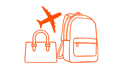 PURSE, BACKPACK AND PLANE