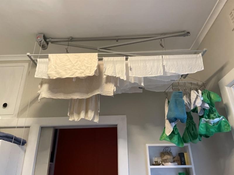 Types of Space-Saving Clotheslines: ceiling mounted clothesline