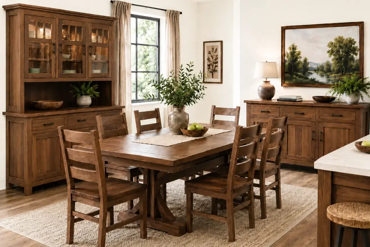 Reclaimed Barnwood Hutch, Buffet, Table, Chairs